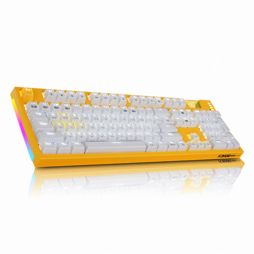 ABKO HACKER K9100 ARC 프리미엄 카일 광축 크리스탈 키캡 완전방수 LED (옐로우, 클릭)